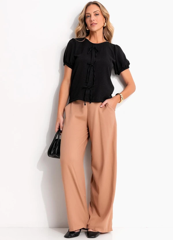 Quintess - Calça Marrom Claro em Linho 6