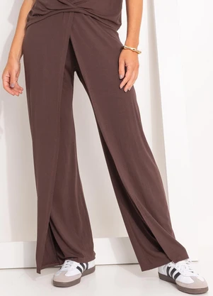 Quintess - Calça Marrom em Malha de Viscose - QUINTESS