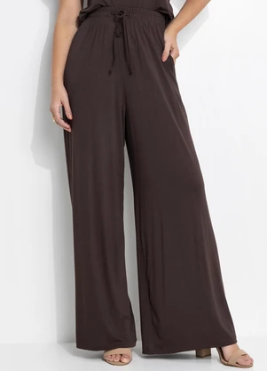 Quintess - Calça Marrom em Malha de Viscose - QUINTESS