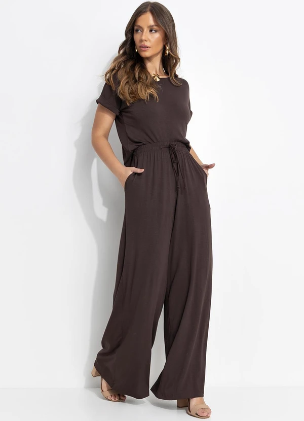 Quintess - Calça Marrom em Malha de Viscose 5