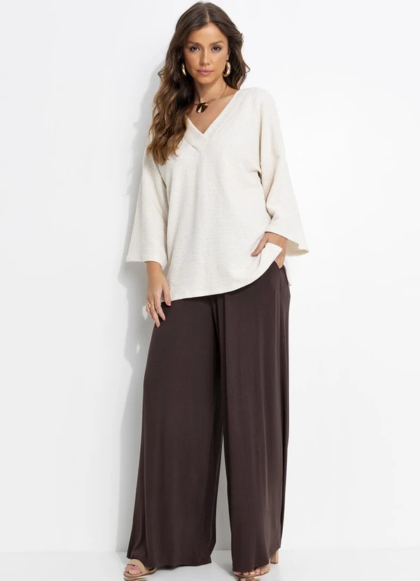 Quintess - Calça Marrom em Malha de Viscose 6