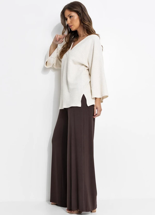 Quintess - Calça Marrom em Malha de Viscose 7