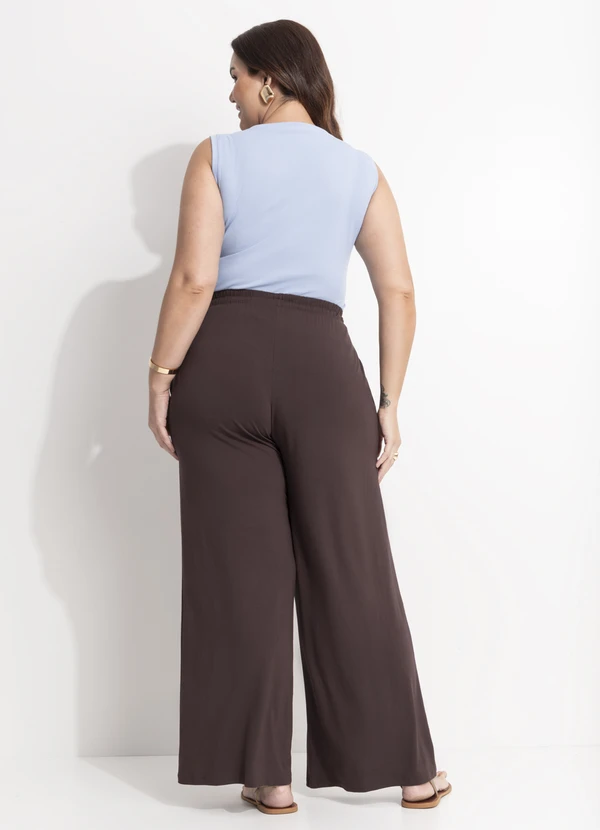 Quintess - Calça Marrom em Malha de Viscose