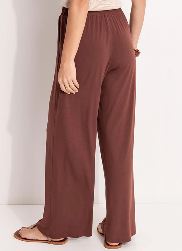 Quintess - Calça Marrom em Malha de Viscose 2