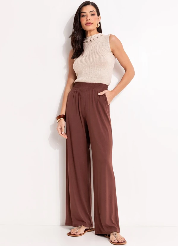 Quintess - Calça Marrom em Malha de Viscose 3