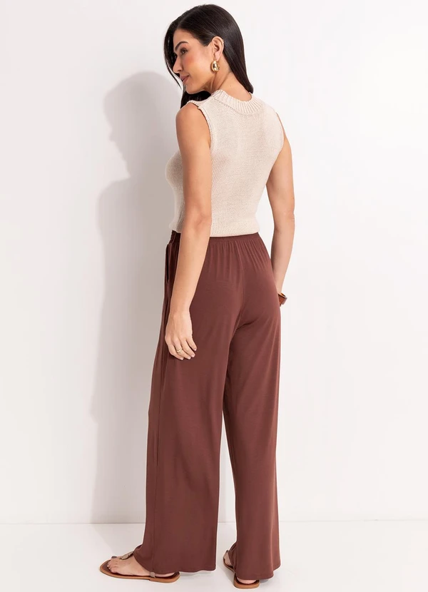 Quintess - Calça Marrom em Malha de Viscose 5