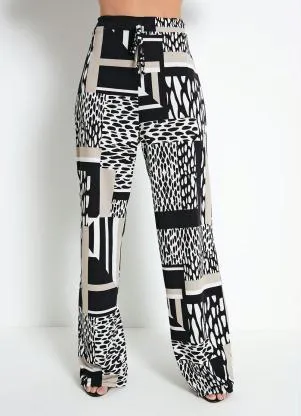 Moda Pop - Calça Mix Preta com Cordel para Amarrar - MODA POP