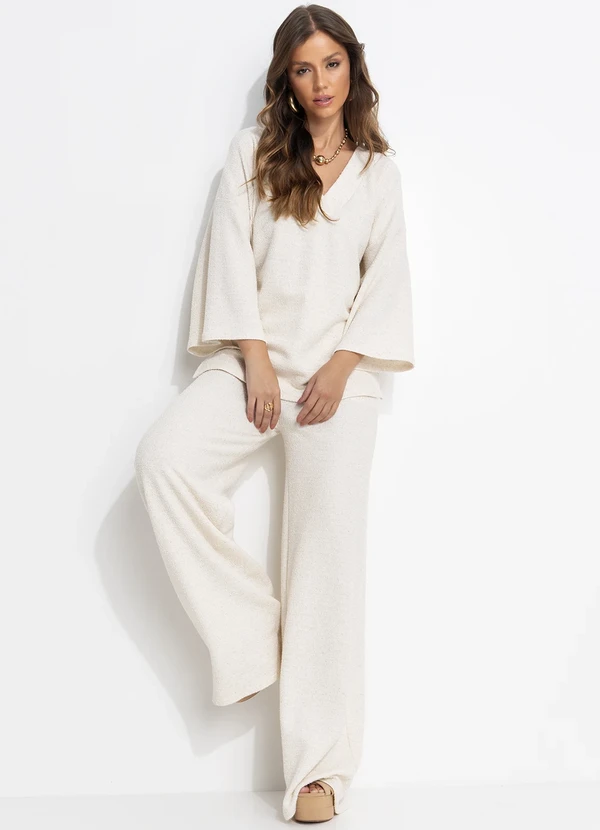 Quintess - Calça Natural em Malha Tweed. 4