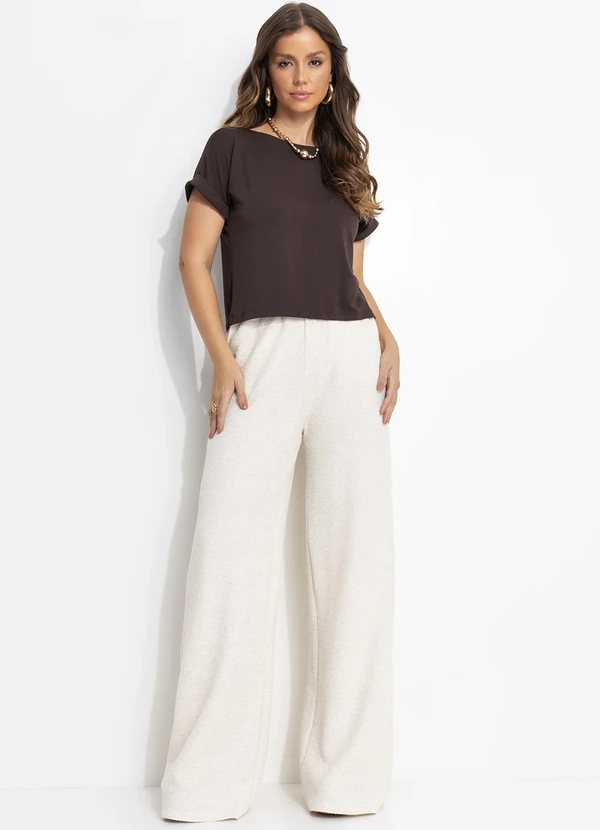 Quintess - Calça Natural em Malha Tweed. 2