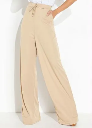 Moda Pop - Calça Nude com Bolsos Funcionais e Amarração - MODA POP