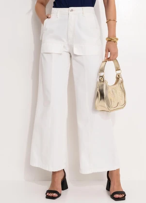 Quintess - Calça Off White em Jeans - QUINTESS