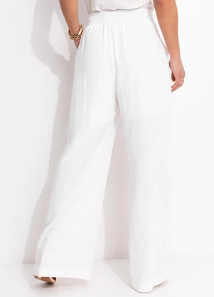 Quintess - Calça Off White em Viscose Plana - QUINTESS