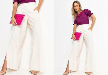 Cala Off White Pantalona com Fendas