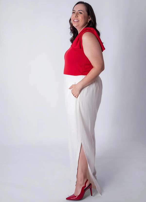 Quintess - Calça Off White Pantalona com Fendas 14