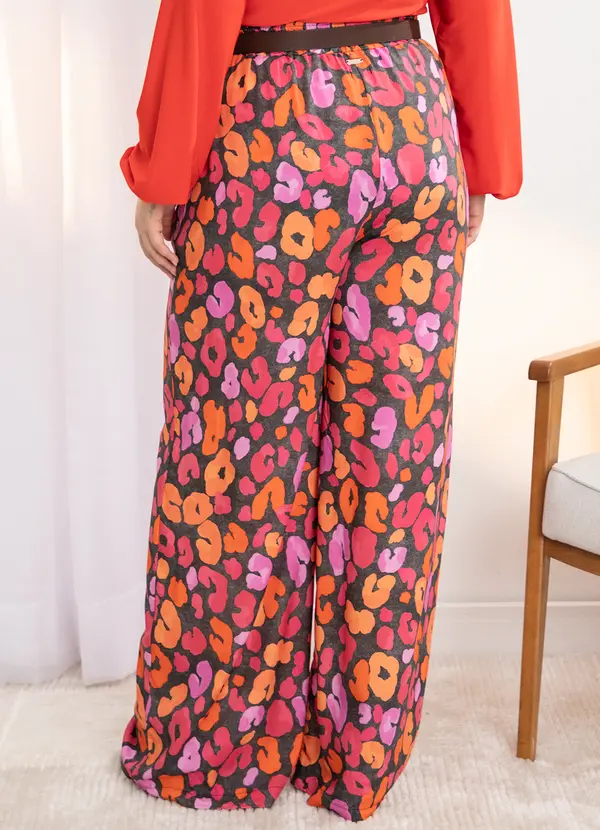 Quintess - Calça Onça Colorida em Viscose Plana 3