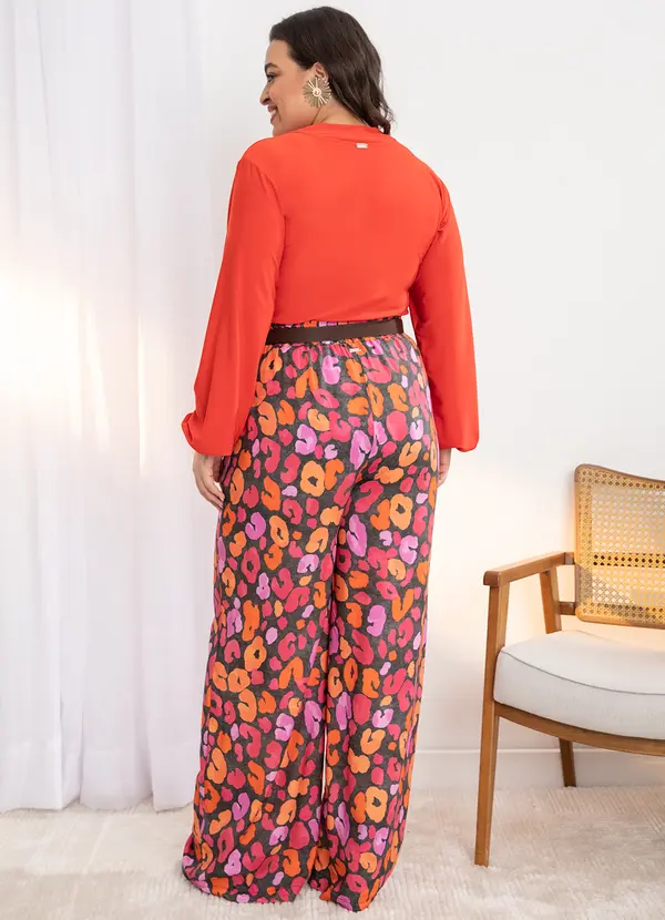 Quintess - Calça Onça Colorida em Viscose Plana 1