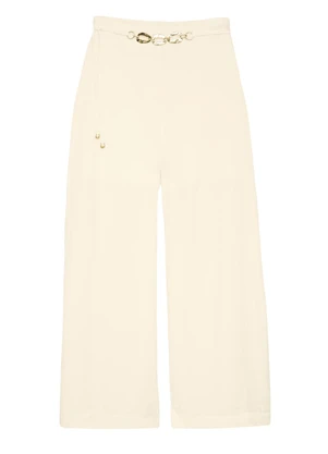 Enfim - Calça Pantalona Acetinada com Corrente Off White - ENFIM
