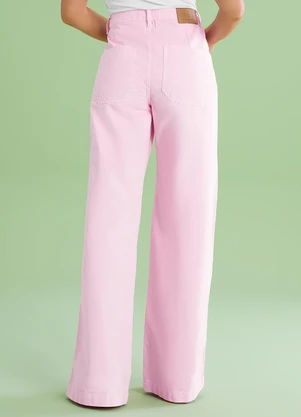 Angel - Calca Pantalona Alta Denim Rosa - ANGEL