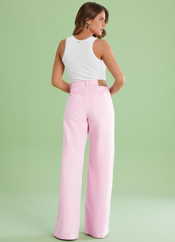 Angel - Calca Pantalona Alta Denim Rosa 4