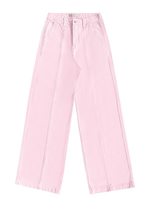Angel - Calca Pantalona Alta Denim Rosa 5