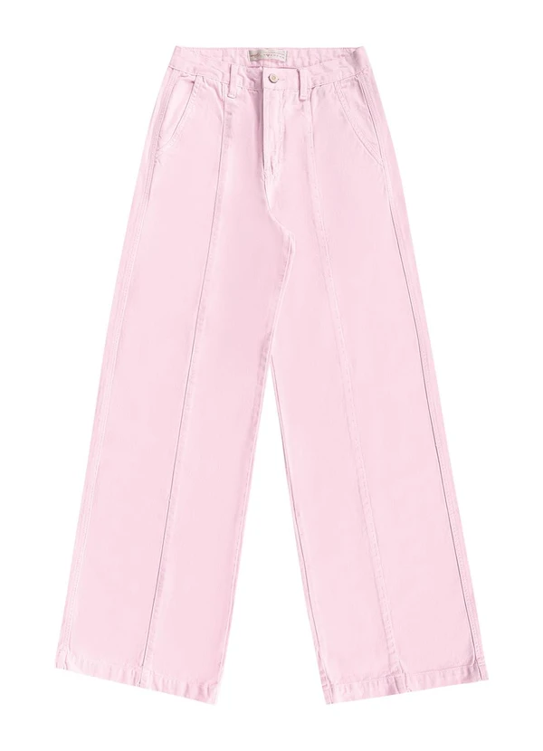 Angel - Calca Pantalona Alta Denim Rosa 5
