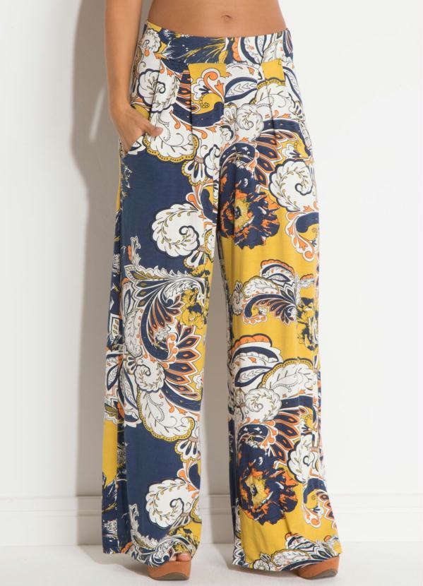 Quintess - Calça Pantalona Arabescos Cintura Média 5