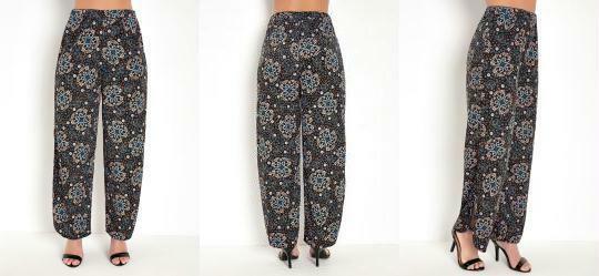 Cala Pantalona Arabescos Preta com Fenda