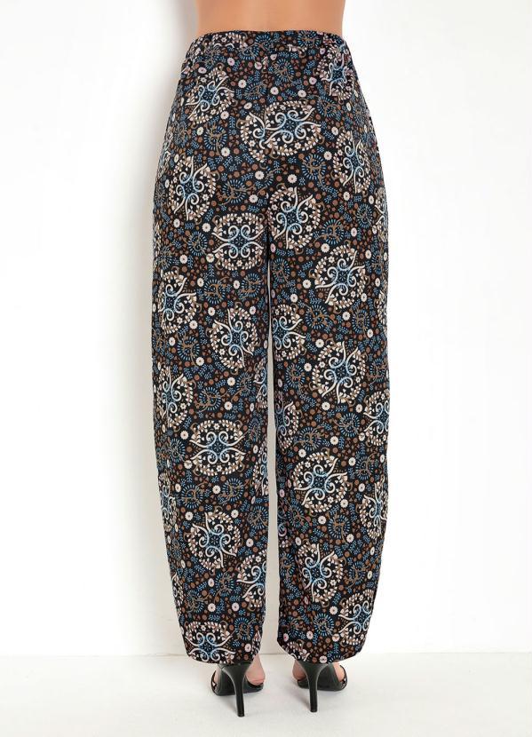 Moda Pop - Calça Pantalona Arabescos Preta com Fenda 3