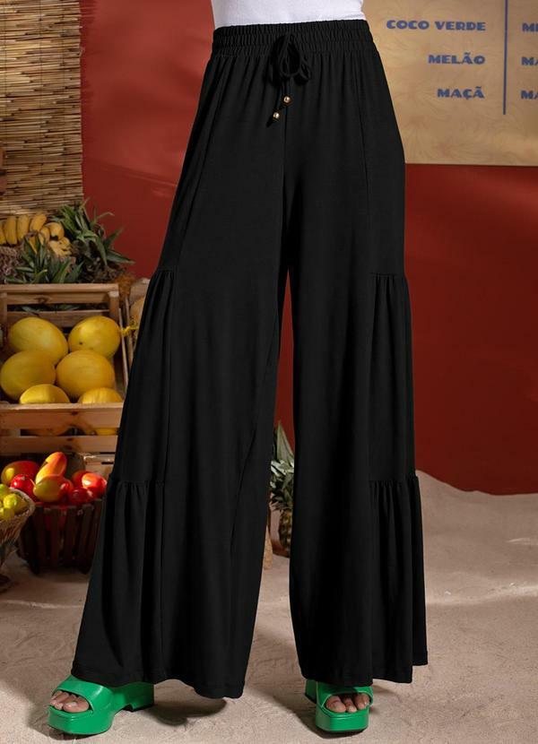 Use Modo - Calça Pantalona Babados Preto