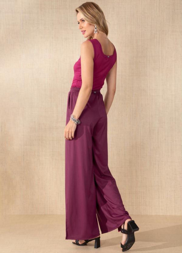 Quintess - Calça Pantalona Bordô com Fendas 4