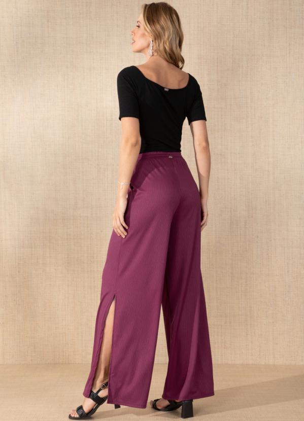 Quintess - Calça Pantalona Bordô com Fendas 7