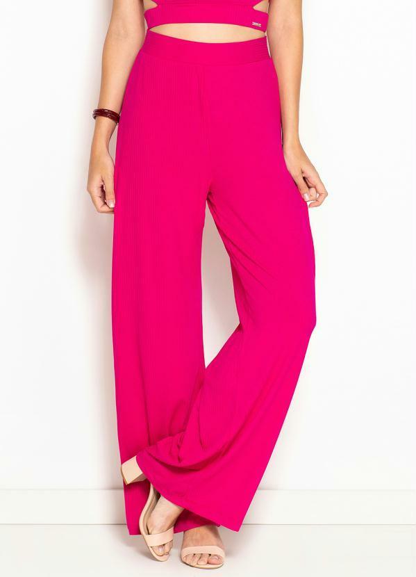 Colcci - Calça Pantalona Canelada Rosa