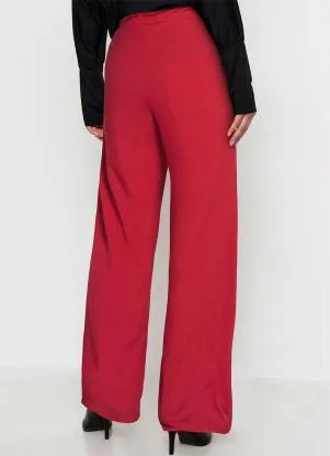 bonprix - Calça Pantalona Cintura Alta Vermelha - BONPRIX