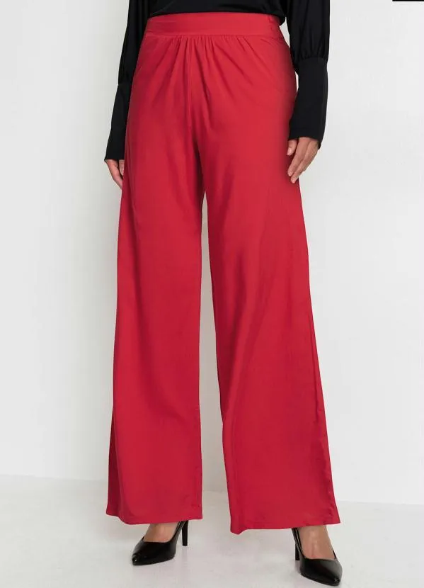 bonprix - Calça Pantalona Cintura Alta Vermelha