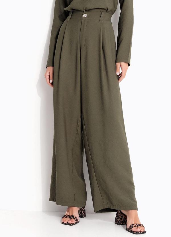 Cal�a Pantalona Cinza em Tecido de Alfaiataria