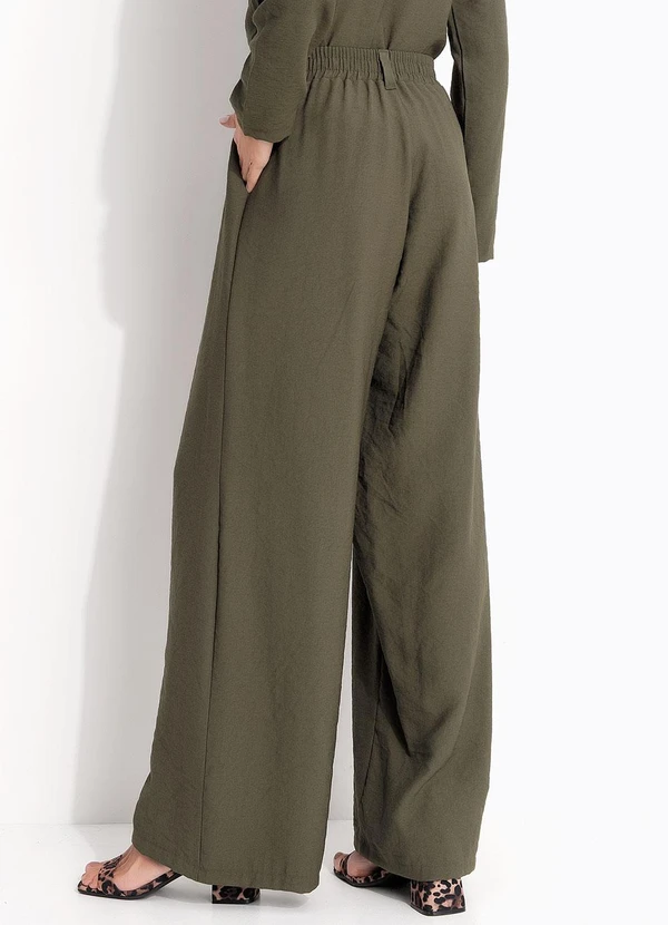 Quintess - Calça Pantalona Cinza em Tecido de Alfaiataria 2