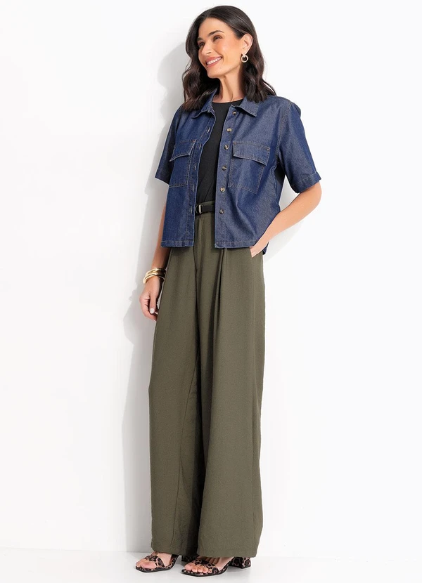 Quintess - Calça Pantalona Cinza em Tecido de Alfaiataria 3