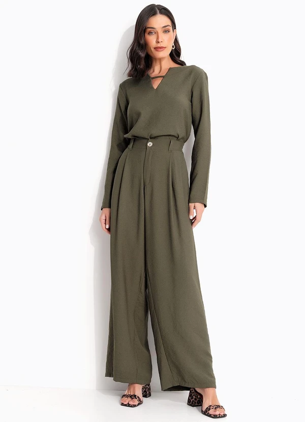 Quintess - Calça Pantalona Cinza em Tecido de Alfaiataria 5