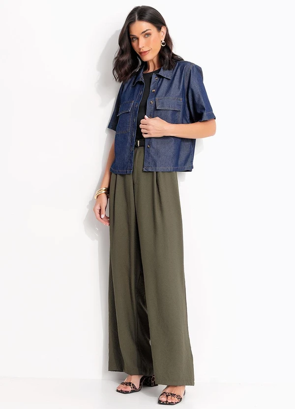 Quintess - Calça Pantalona Cinza em Tecido de Alfaiataria 6