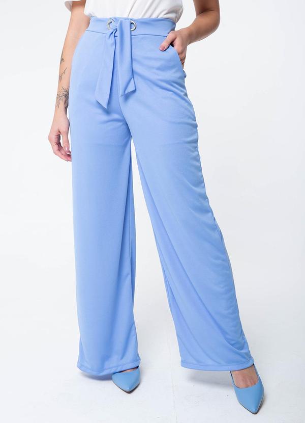 Misiss - Calça Pantalona com Amarração Pandora Azul