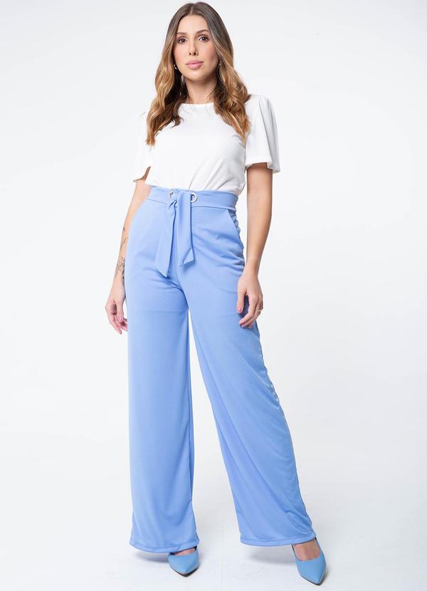Misiss - Calça Pantalona com Amarração Pandora Azul 3