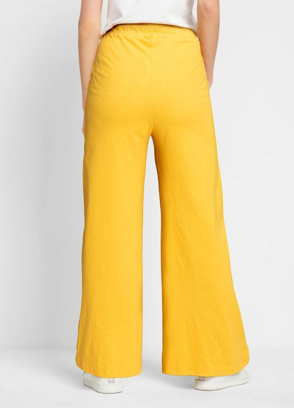 Outlet - Calça Pantalona com Bolso e Amarração Amarela 2
