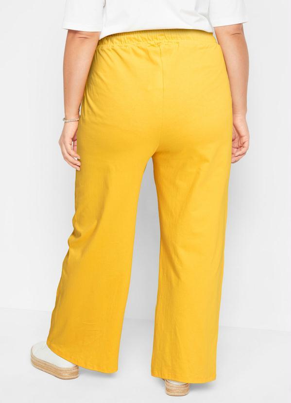 Outlet - Calça Pantalona com Bolso e Amarração Amarela 4