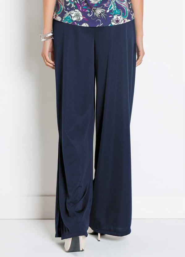 Outlet - Calça Pantalona com Fendas e Amarração Marinho 2