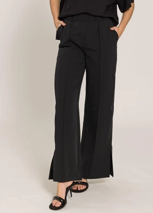 Sofie - Calça Pantalona com Fendas Preto - SOFIE