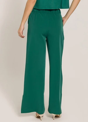 Sofie - Calça Pantalona com Fendas Verde - SOFIE