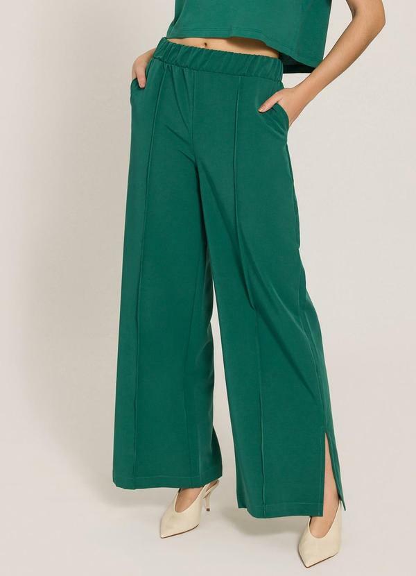 Sofie - Calça Pantalona com Fendas Verde