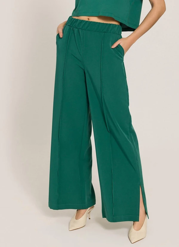 Sofie - Calça Pantalona com Fendas Verde