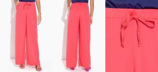 Cala Pantalona Coral com Elstico na Cintura