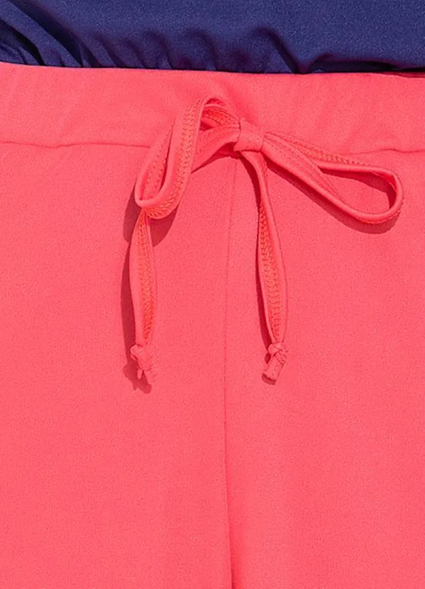 Moda Pop - Calça Pantalona Coral com Elástico na Cintura 3